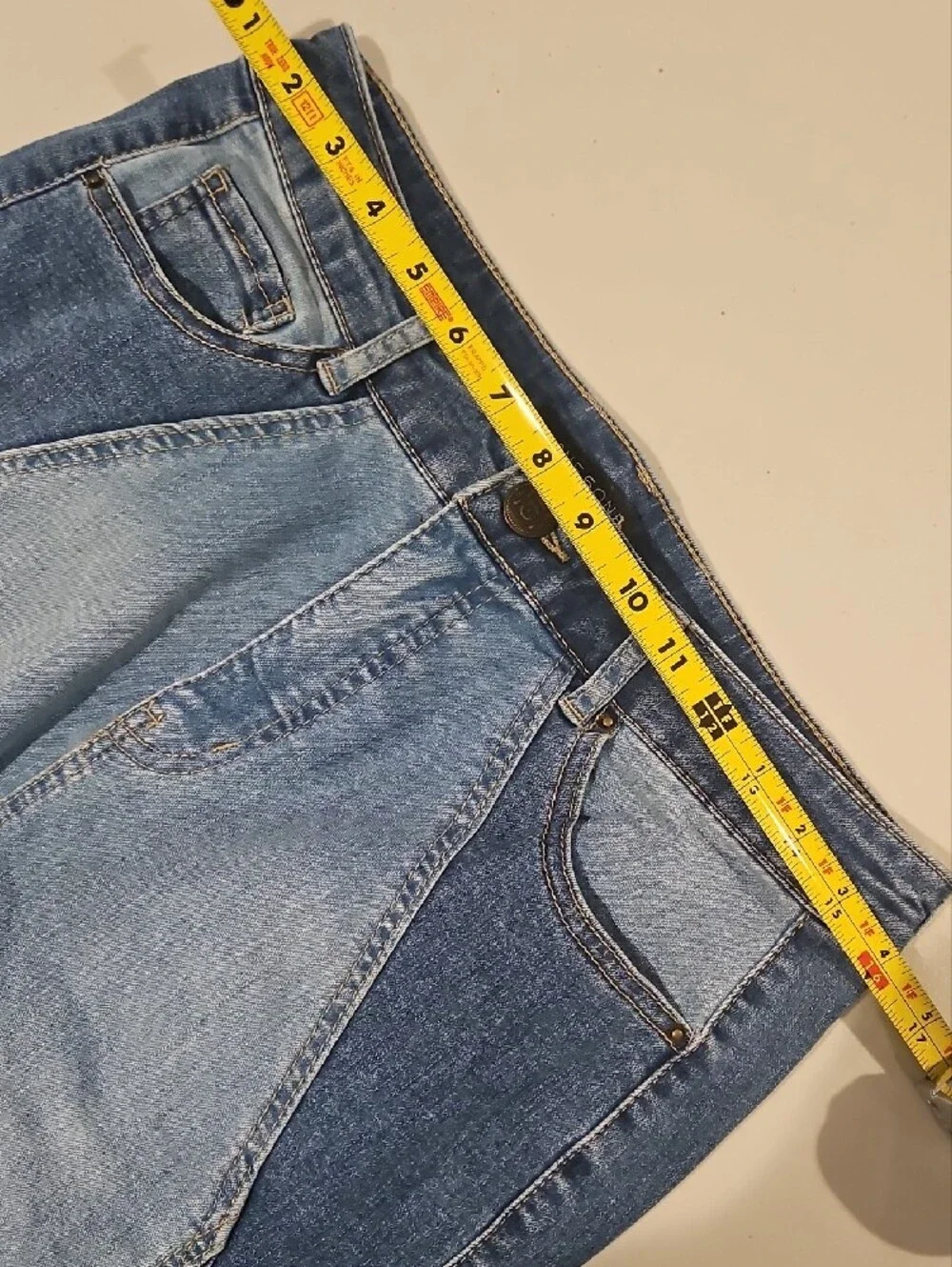 one 5 one Two-Tone Blue Denim Pencil Skirt 0051 - Picture 5 of 12